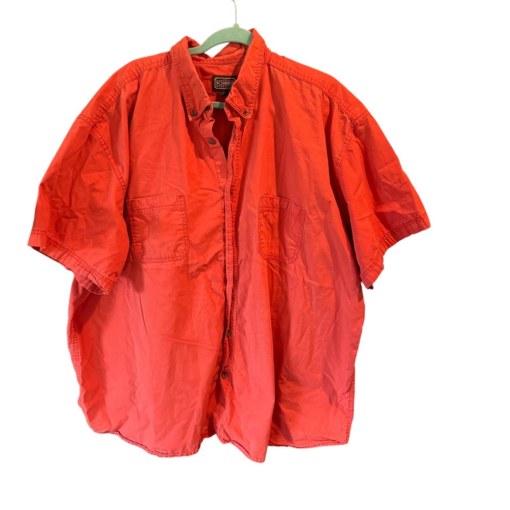 C.E. Schmidt Workwear Mens 4X Red Cotton Short Sleeve Button‎ Up Shirt Big Tall